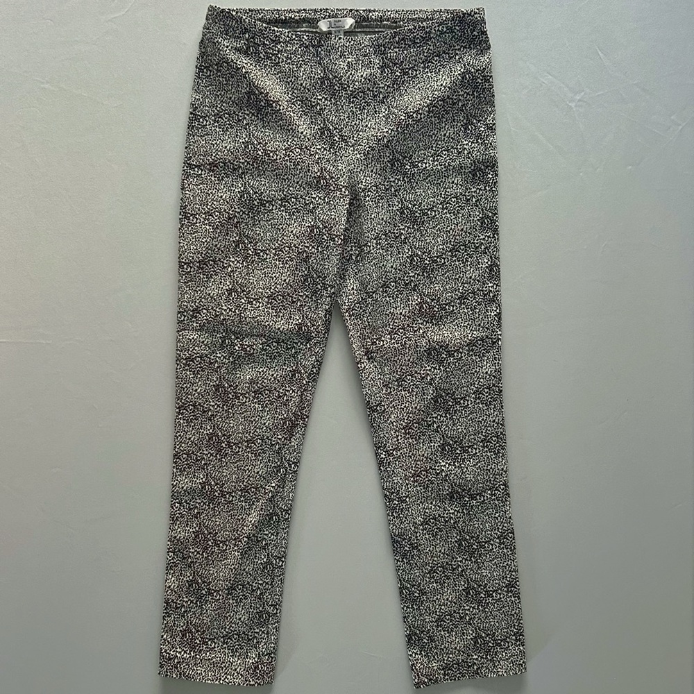 Jules & Leopold Black White Tiny Leopard Print Stretch Pants Summer Trend Size M